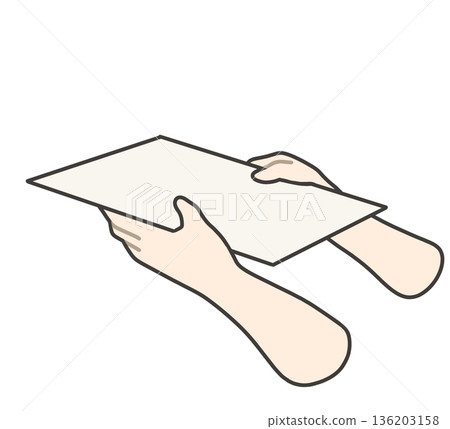 兩隻手接過一張白紙的插圖 兩隻手接過一張白紙的插圖 136203158