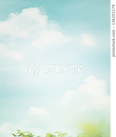 [Sky and Clouds Background Material] Clouds spreading across a pale blue sky and copy space | A refreshing and easy-to-use natural background 136203174