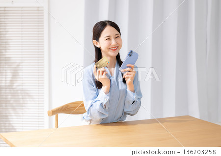 A woman with a smartphone A woman with a smartphone 136203258