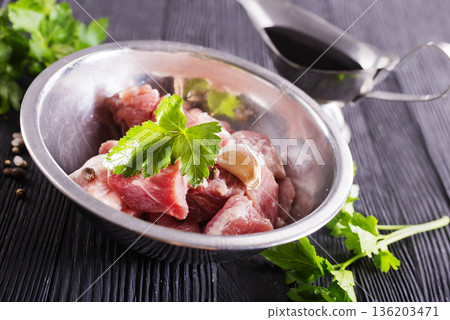 Fresh meat with salt and spice Fresh meat with salt and spice 136203471