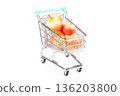 Shopping cart filled with fresh apples 136203800