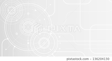 Technological white background. Rotating gears. New technologies. Vector illustration. 136204130