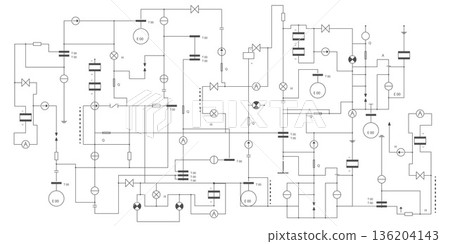 Electrical diagram. Technical drawing. Engineering industry. Vector illustration . 136204143