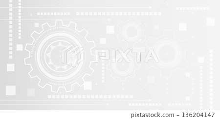 Technological white background. Rotating gears. New technologies. Vector illustration. 136204147