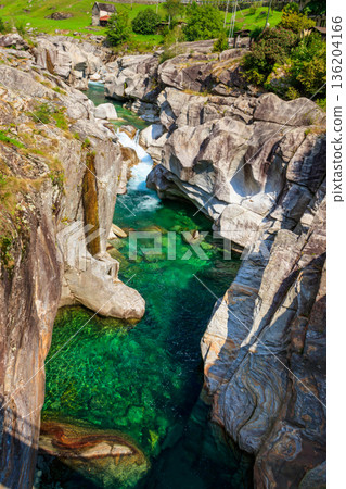 View of the Verzasca river in Lavertezzo, Verzasca Valley, Ticino Canton, Switzerland 136204166