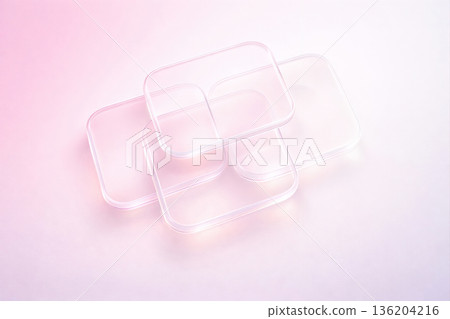 粉紅色抽象3D背景，由重疊的圓形玻璃框架構成 136204216