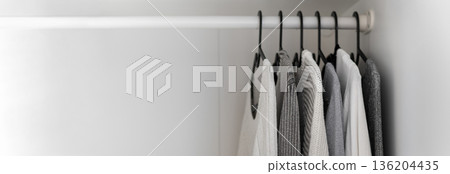 Minimal wardrobe interior with copy space 136204435