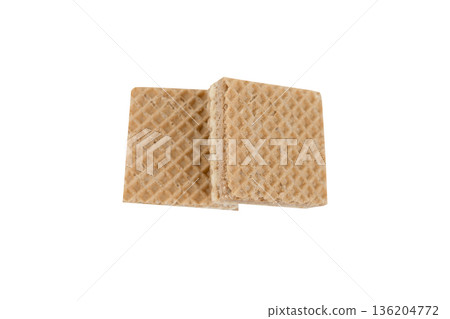 Sweet waffles on a white insulated background Sweet waffles on a white insulated background 136204772