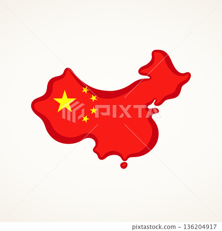 China - Map colored with flag China - Map colored with flag 136204917