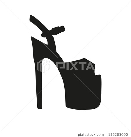 Vector hand drawn sketch pole dance shoe Vector hand drawn sketch pole dance shoe 136205090