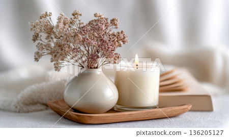 still life with milk and candles 136205127