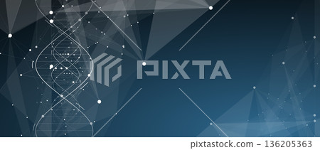 Futuristic science and medical background, DNA strands, connected neural web Futuristic science and medical background, DNA strands, connected neural web 136205363