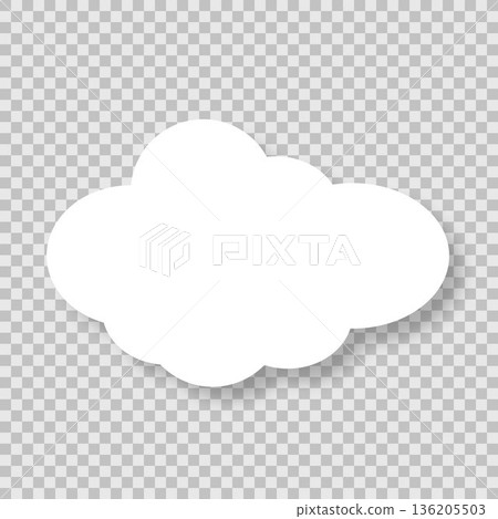 A white cloud wall on a transparent background. Cartoon fluffy white cumulus clouds on a blue background. 136205503