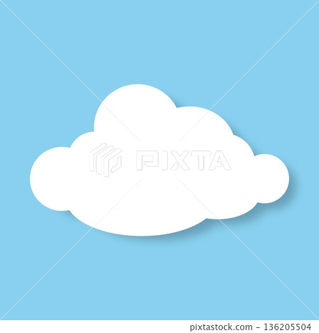 Fluffy cloud with a shadow on a blue background. 136205504