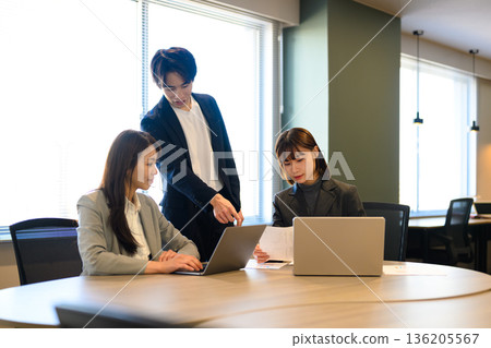 Meeting scene in the office 136205567