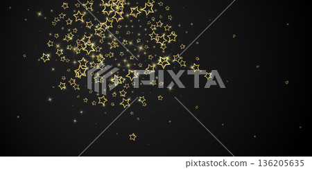 Twinkle stars scattered around randomly, flying, falling down, floating. Christmas celebration concept. Festive stars vector illustration on black background. Twinkle stars scattered around randomly, flying, falling down, floating. Christmas celebration concept. Festive stars vector illustration on black background. 136205635