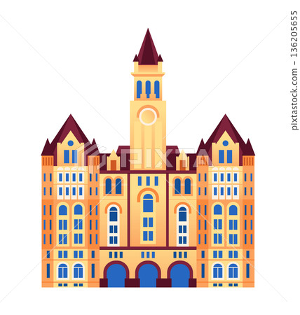 Old Post Office - Colorful Flat Design Illustration 136205655