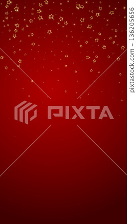 Christmas stars vector overlay. Magic stars luxury sparkling confetti. Christmas spirit. Festive stars vector illustration on red background. Christmas stars vector overlay. Magic stars luxury sparkling confetti. Christmas spirit. Festive stars vector illustration on red background. 136205656