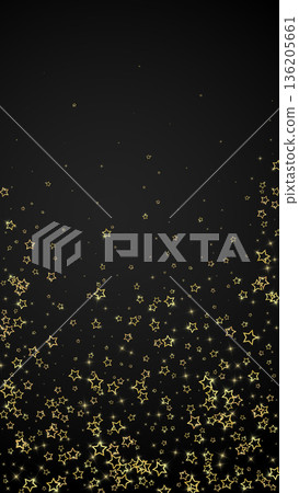 Christmas spirit. Scattered falling stars. Festive christmas confetty overlay template. Festive stars vector illustration on black background. Christmas spirit. Scattered falling stars. Festive christmas confetty overlay template. Festive stars vector illustration on black background. 136205661