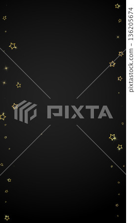 Twinkle stars scattered around randomly, flying, falling down, floating. Christmas celebration concept. Festive stars vector illustration on black background. Twinkle stars scattered around randomly, flying, falling down, floating. Christmas celebration concept. Festive stars vector illustration on black background. 136205674