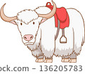 Illustration of a fluffy white yak. 136205783