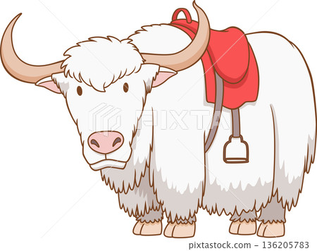 Illustration of a fluffy white yak. Illustration of a fluffy white yak. 136205783