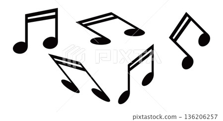 Floating Music Notes Illustration With Various Black Musical Symbols 136206257