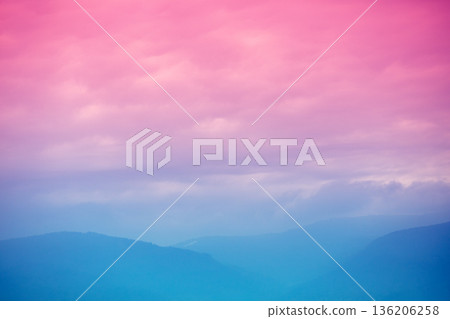 Beautiful mountains against sunset sky. Nature Norway 136206258