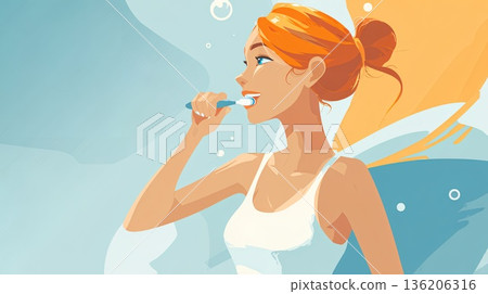 Girls brushing teeth 136206316