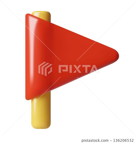 Red flag on pole minimal 3d icon Red flag on pole minimal 3d icon 136206532
