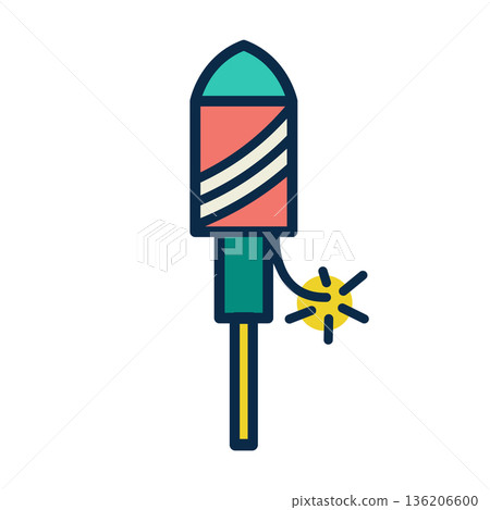 Bottle Rocket or Parachute Icon for Fireworks or Independence Day - 4th of July Bottle Rocket or Parachute Icon for Fireworks or Independence Day - 4th of July 136206600