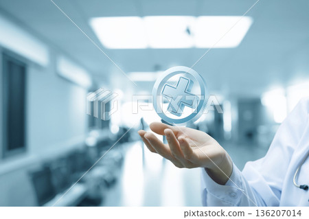 Hand with health tech. 136207014