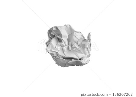 Crumpled paper waste isolated on white. Concept of recycling and environmental conservation. Crumpled paper waste isolated on white. Concept of recycling and environmental conservation. 136207262