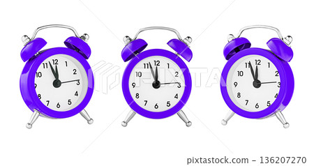 classic watch, pointer clock, Purple, violet color alarm watch on isolated white background 136207270
