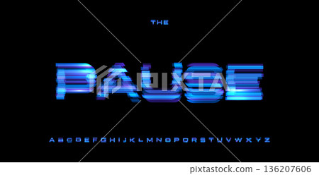 Pause Digital Noice Font Logo Alphabet Vector Glitch Letters Set Modern Typography, Creative Typographic Design for Play Button, Game UI Headline, Display Fonts. Vector Typeface Pause Digital Noice Font Logo Alphabet Vector Glitch Letters Set Modern Typography, Creative Typographic Design for Play Button, Game UI Headline, Display Fonts. Vector Typeface 136207606