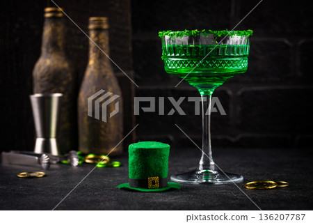 Green cocktail for St. Patrick day Green cocktail for St. Patrick day 136207787