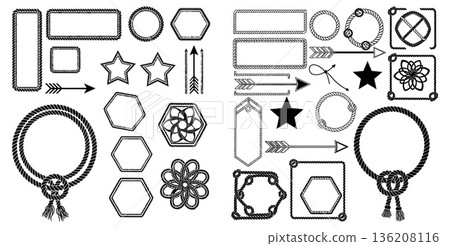 Nautical Rope Frames Borders Arrows Stars Decorative Elements Collection 136208116