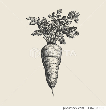 Hand Drawn Vector Carrot Illustration for Easter and Spring Designs Hand Drawn Vector Carrot Illustration for Easter and Spring Designs 136208119