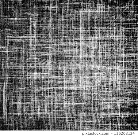 Grunge ink texture of linen fabric. Hand-drawn crosshatch vector background. 136208124