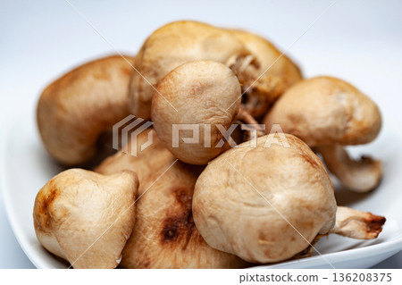 Close-up of raw Japanese mushrooms 136208375