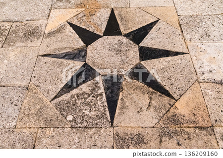 Intricate star design on the floor of the Cathedral of Burgos, Spain 136209160