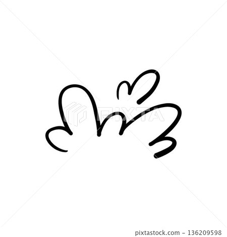 Vector icon of hand-drawn cartoony expression sign doodle, curve directional arrows, emoticon effects design elements, cartoon character emotion symbols, cute decorative brush stroke lines 136209598