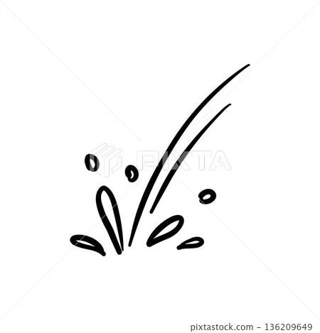 Vector icon of hand-drawn cartoony expression sign doodle, curve directional arrows, emoticon effects design elements, cartoon character emotion symbols, cute decorative brush stroke lines 136209649