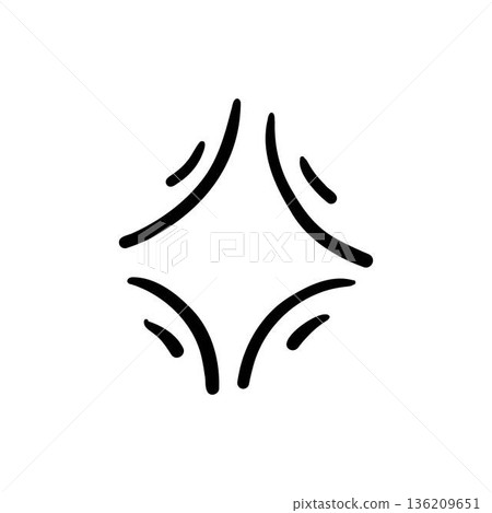 Vector icon of hand-drawn cartoony expression sign doodle, curve directional arrows, emoticon effects design elements, cartoon character emotion symbols, cute decorative brush stroke lines 136209651