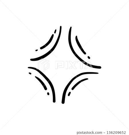 Vector icon of hand-drawn cartoony expression sign doodle, curve directional arrows, emoticon effects design elements, cartoon character emotion symbols, cute decorative brush stroke lines 136209652