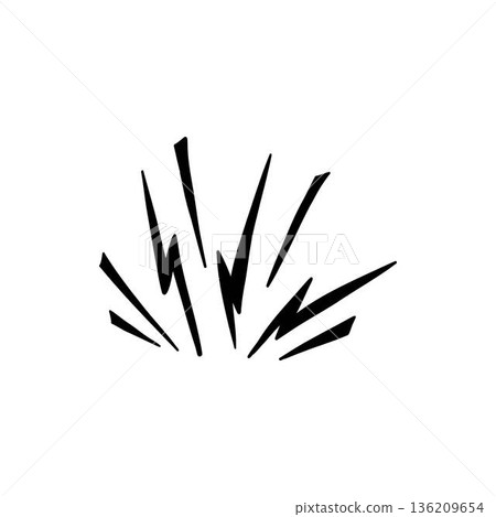 Vector icon of hand-drawn cartoony expression sign doodle, curve directional arrows, emoticon effects design elements, cartoon character emotion symbols, cute decorative brush stroke lines 136209654