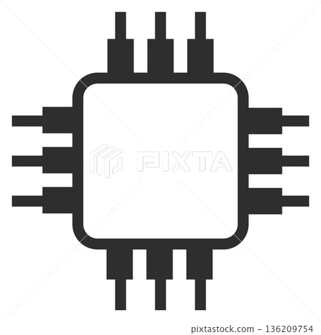Chip hardware black icon. Computer cpu symbol 136209754