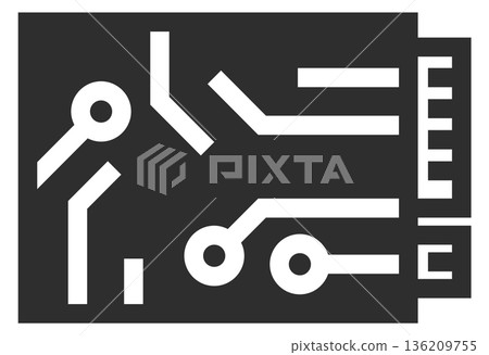 Gpu circuit black icon. Computer tech component Gpu circuit black icon. Computer tech component 136209755