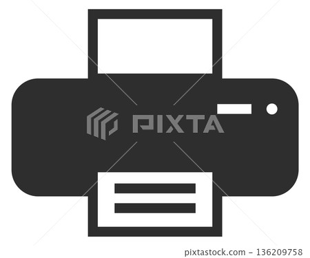 Printer black icon. Paper print machine symbol Printer black icon. Paper print machine symbol 136209758
