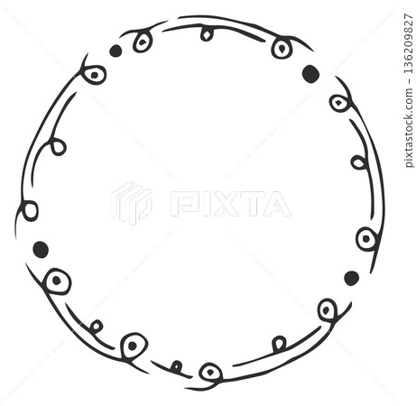 Doodle round frame. Pen stroke border circle Doodle round frame. Pen stroke border circle 136209827